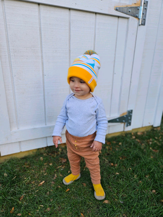 South Dakota Heart Retro Knit Pom Beanie by Oh Geez! Design