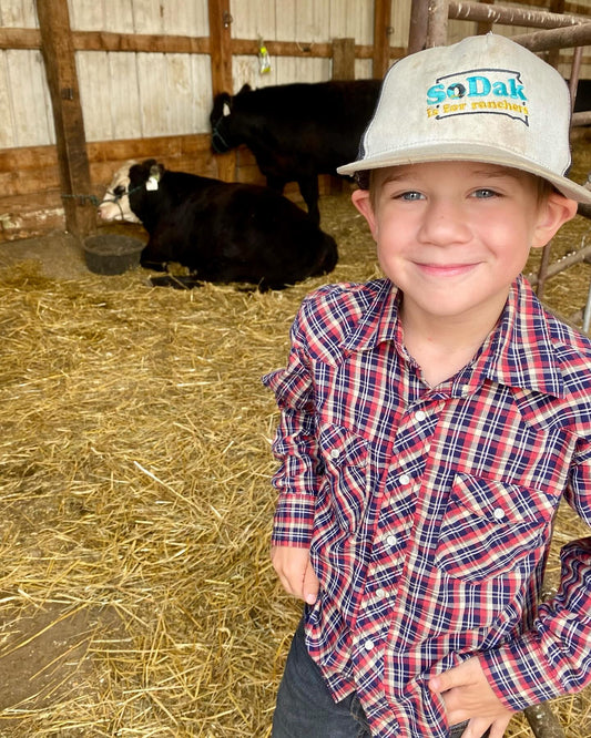 SoDak is for Ranchers Embroidered Gray and Black Flatbill Cap