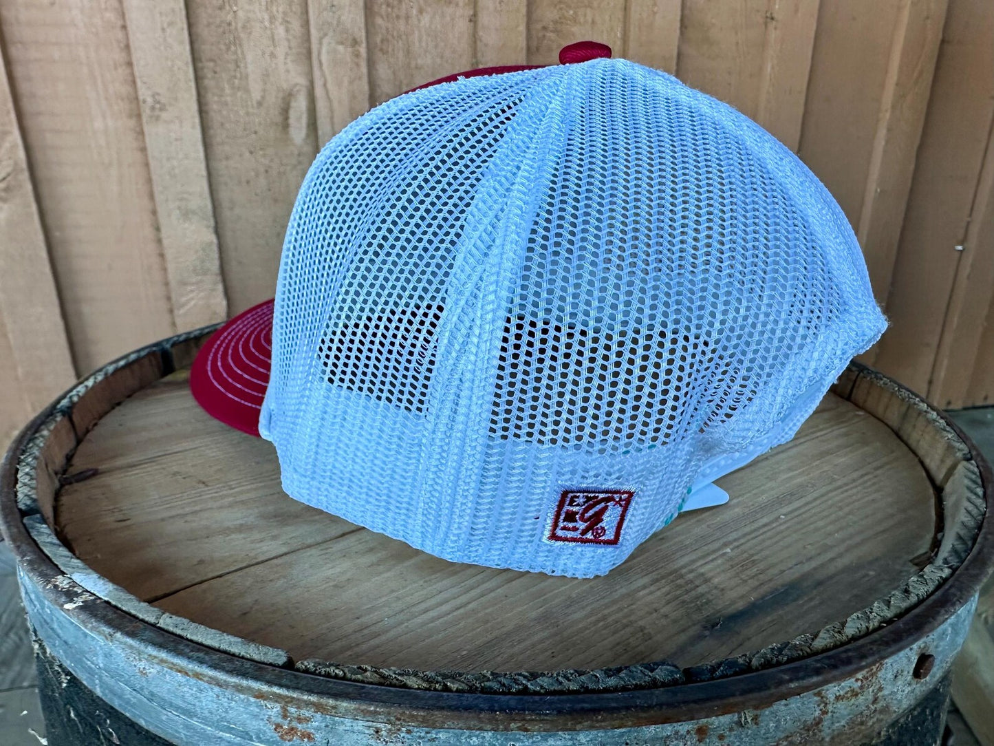 1889 South Dakota Rope Trucker Hat Red and White