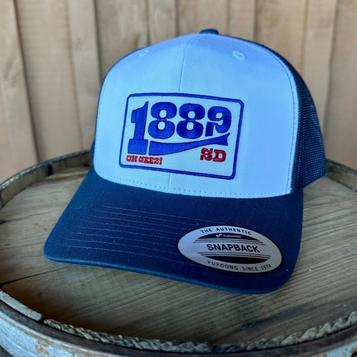 1889 South Dakota Navy and White Trucker Hat