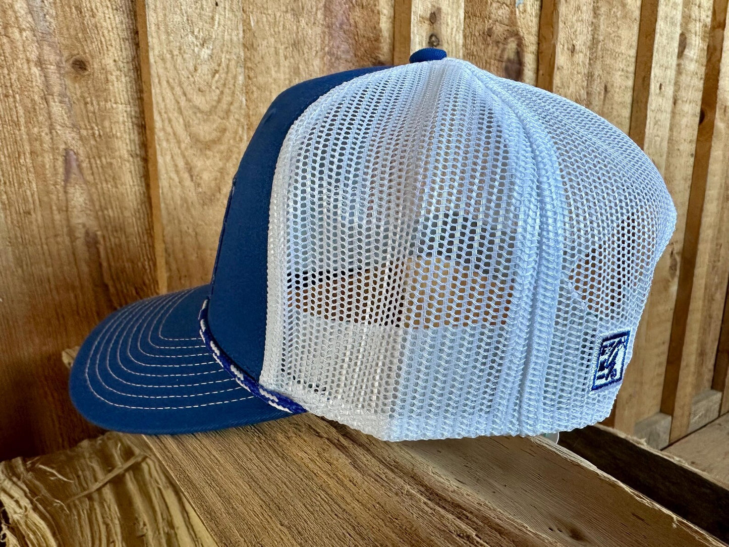 1889 South Dakota Rope Trucker Hat Blue and White