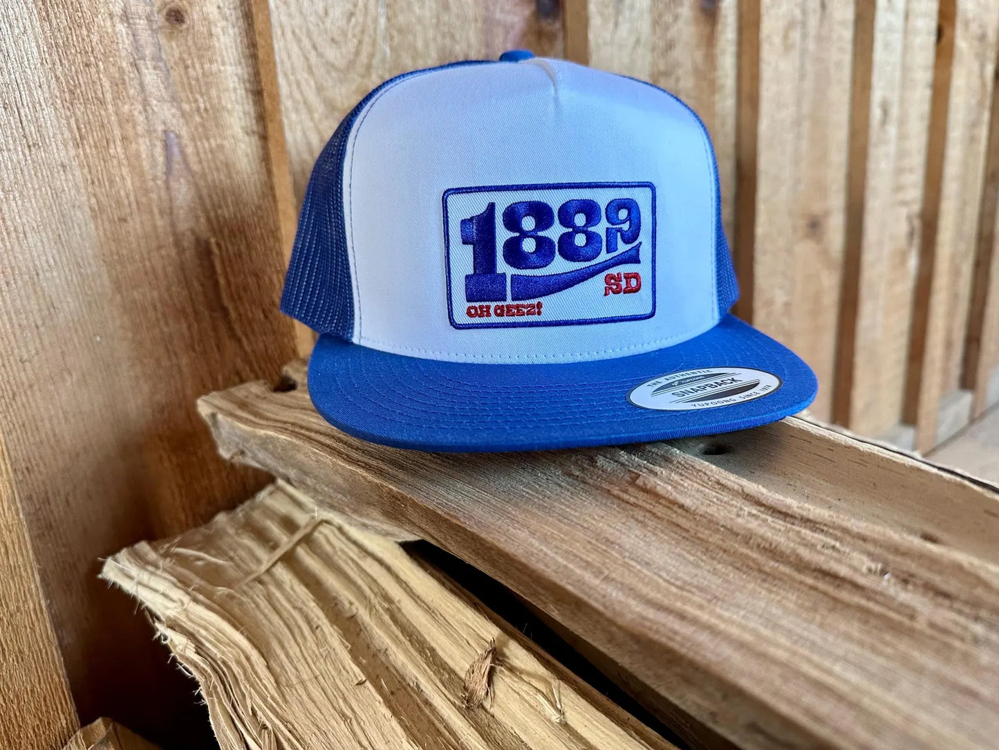 1889 South Dakota Flatbill Blue and White Snapback Hat
