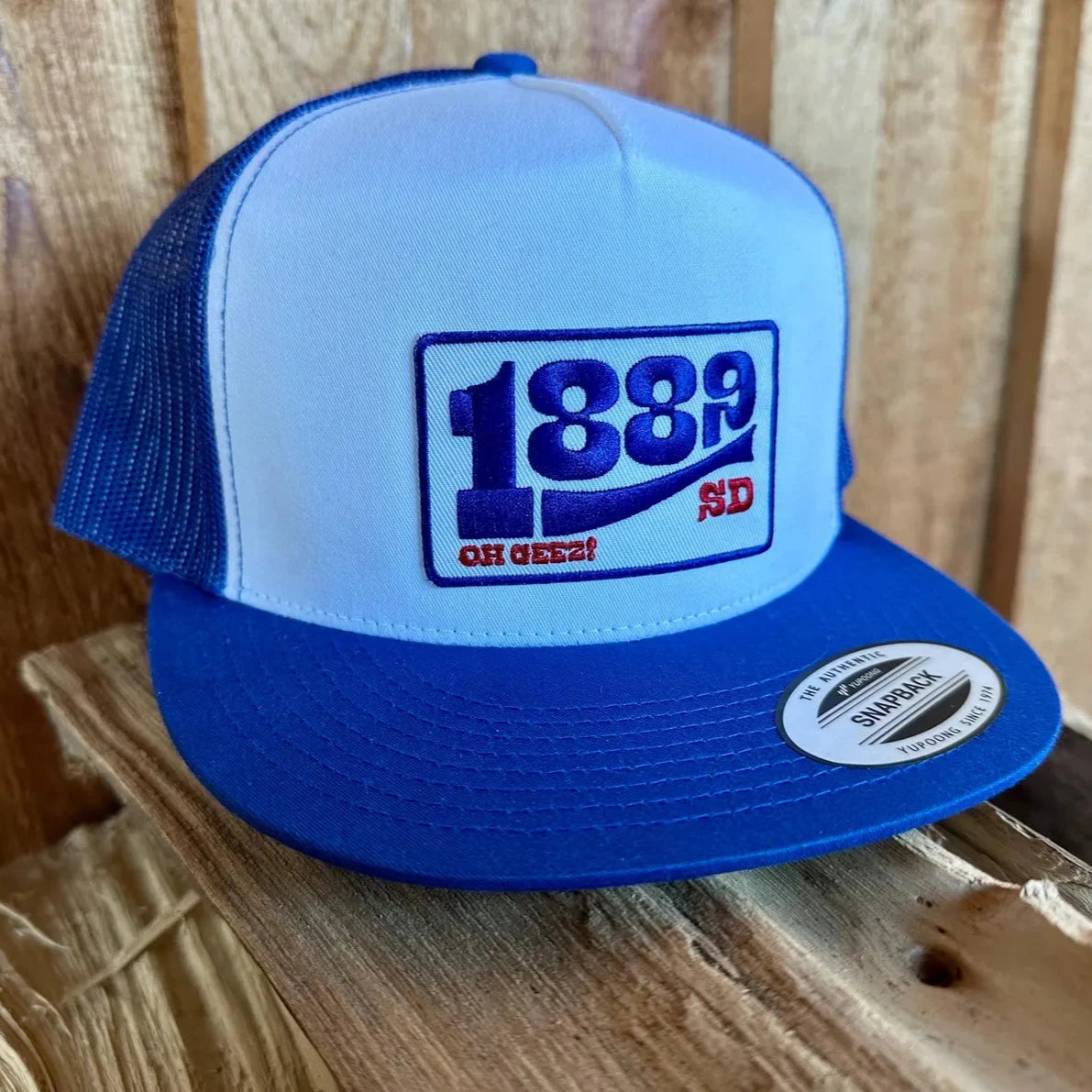 1889 South Dakota Flatbill Blue and White Snapback Hat