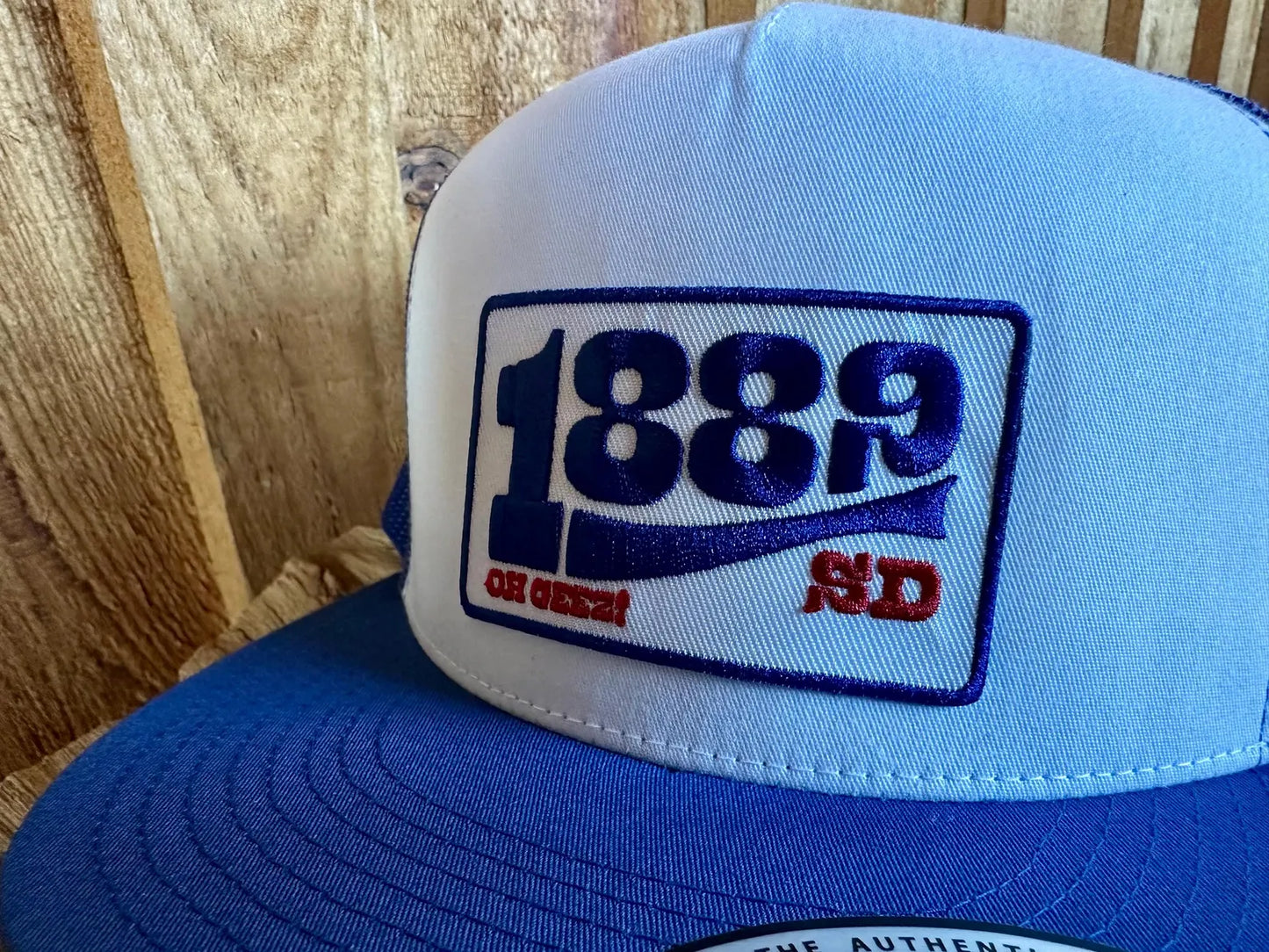 1889 South Dakota Flatbill Blue and White Snapback Hat
