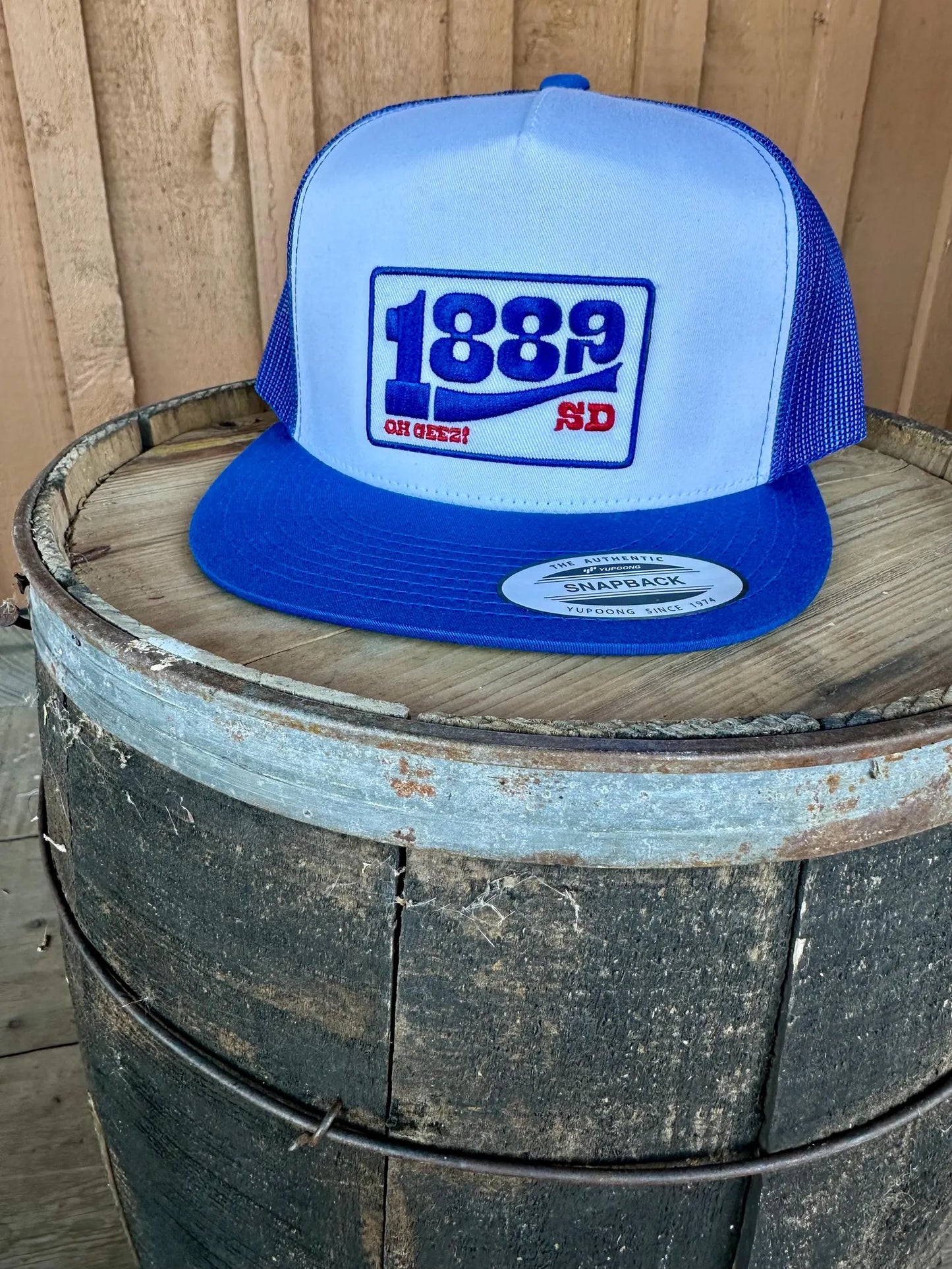 1889 South Dakota Flatbill Blue and White Snapback Hat