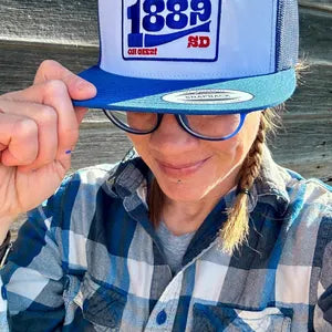 1889 South Dakota Flatbill Blue and White Snapback Hat