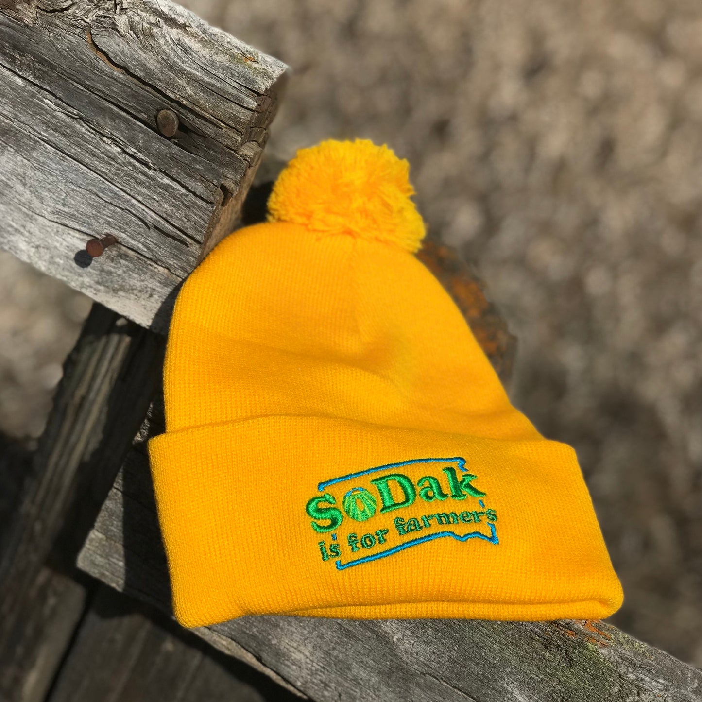 SoDak is for Farmers Embroidered SoDak Yellow Beanie
