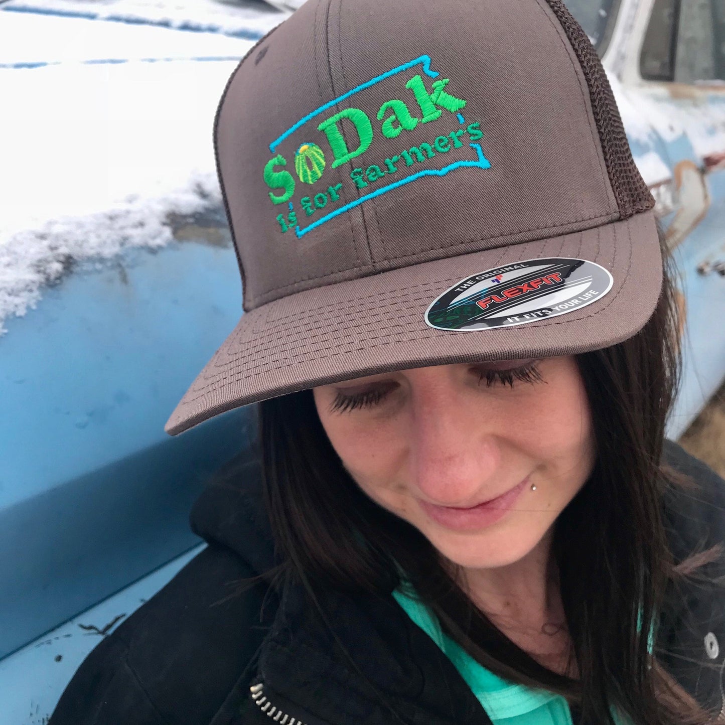 SoDak is for Farmers Embroidered Brown Trucker Cap