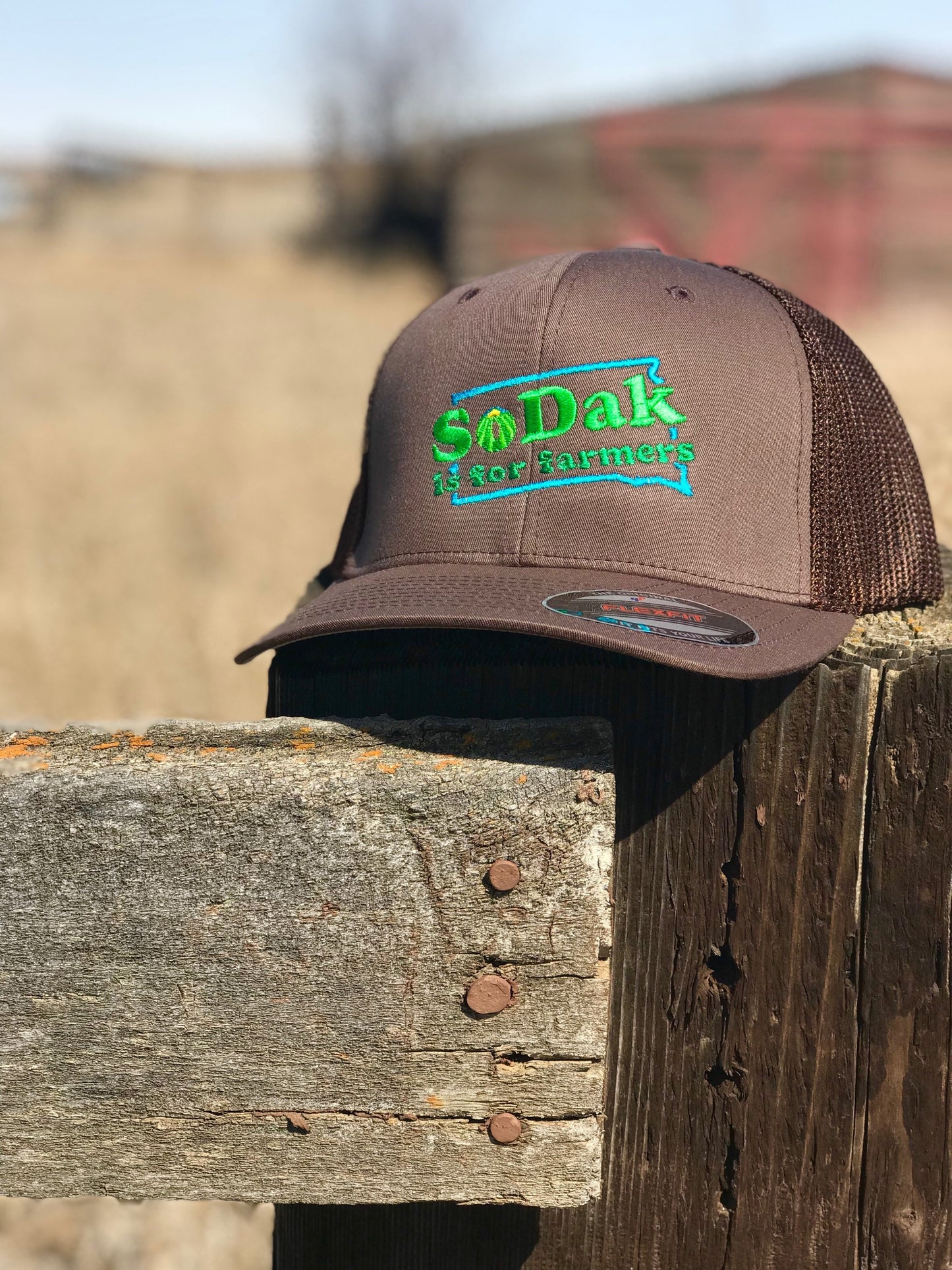 SoDak is for Farmers Embroidered Brown Trucker Cap