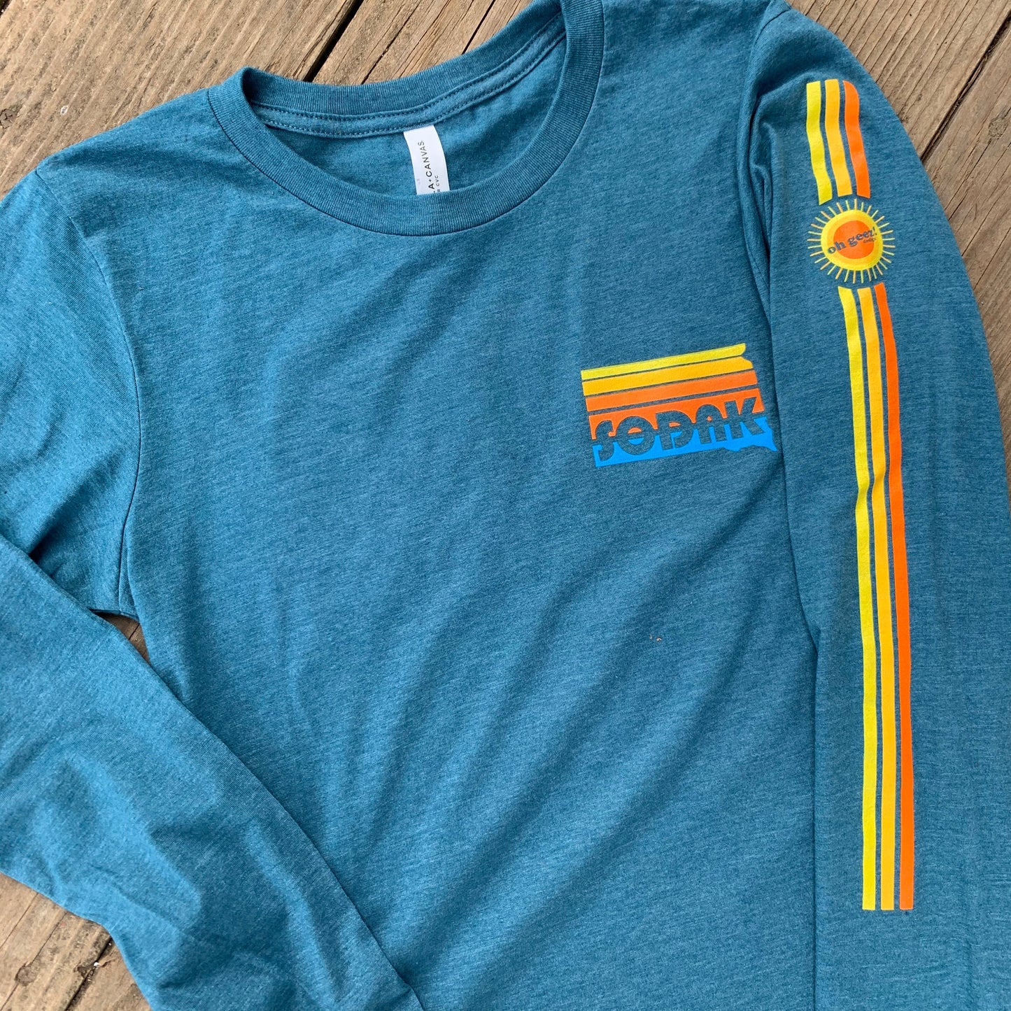 SoDak Sunset Teal Long Sleeve T-shirt with Sleeve Print
