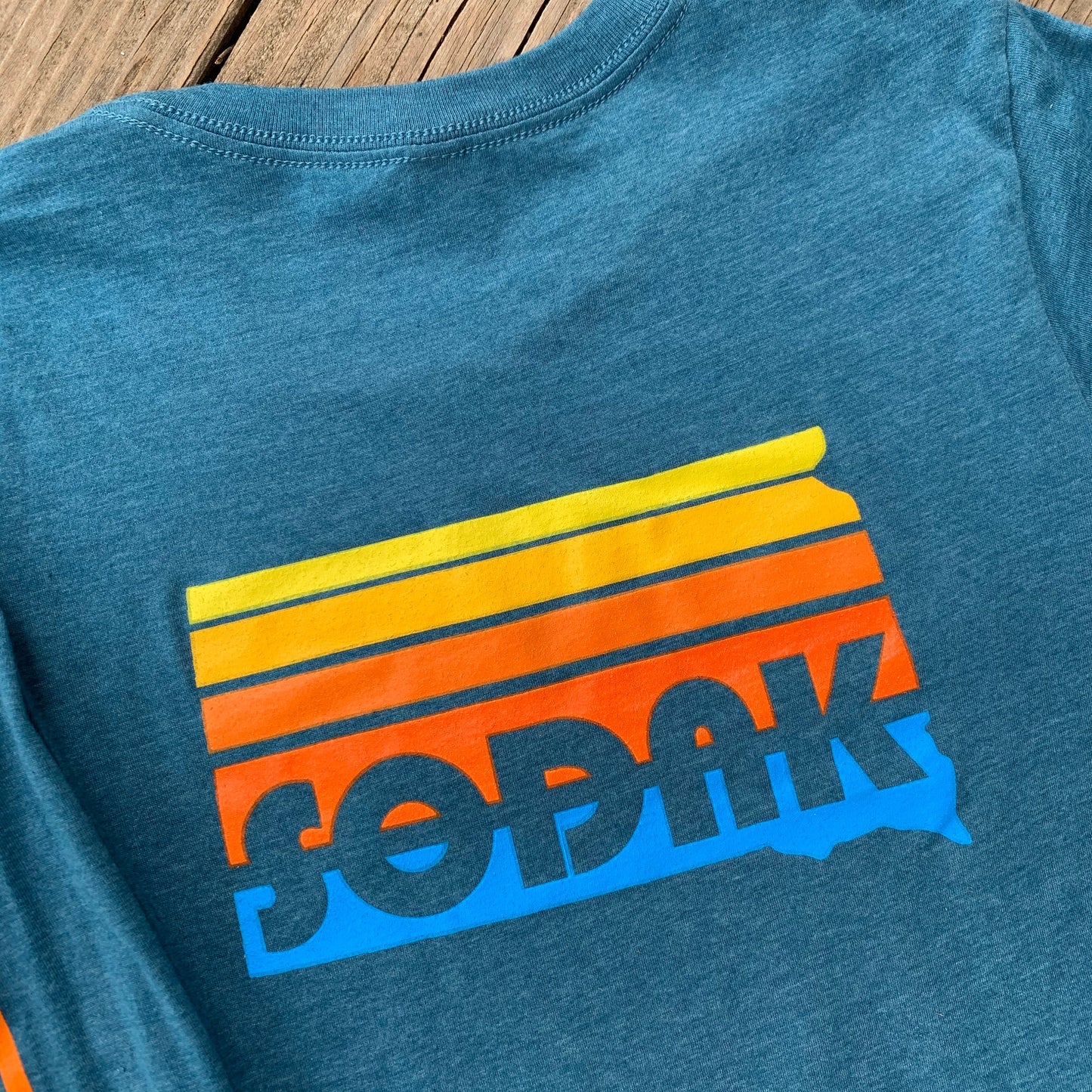 SoDak Sunset Teal Long Sleeve T-shirt with Sleeve Print