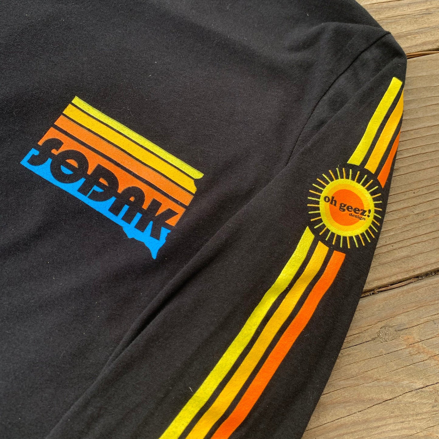 SoDak Sunset Black Long Sleeve T-shirt with Sleeve Print
