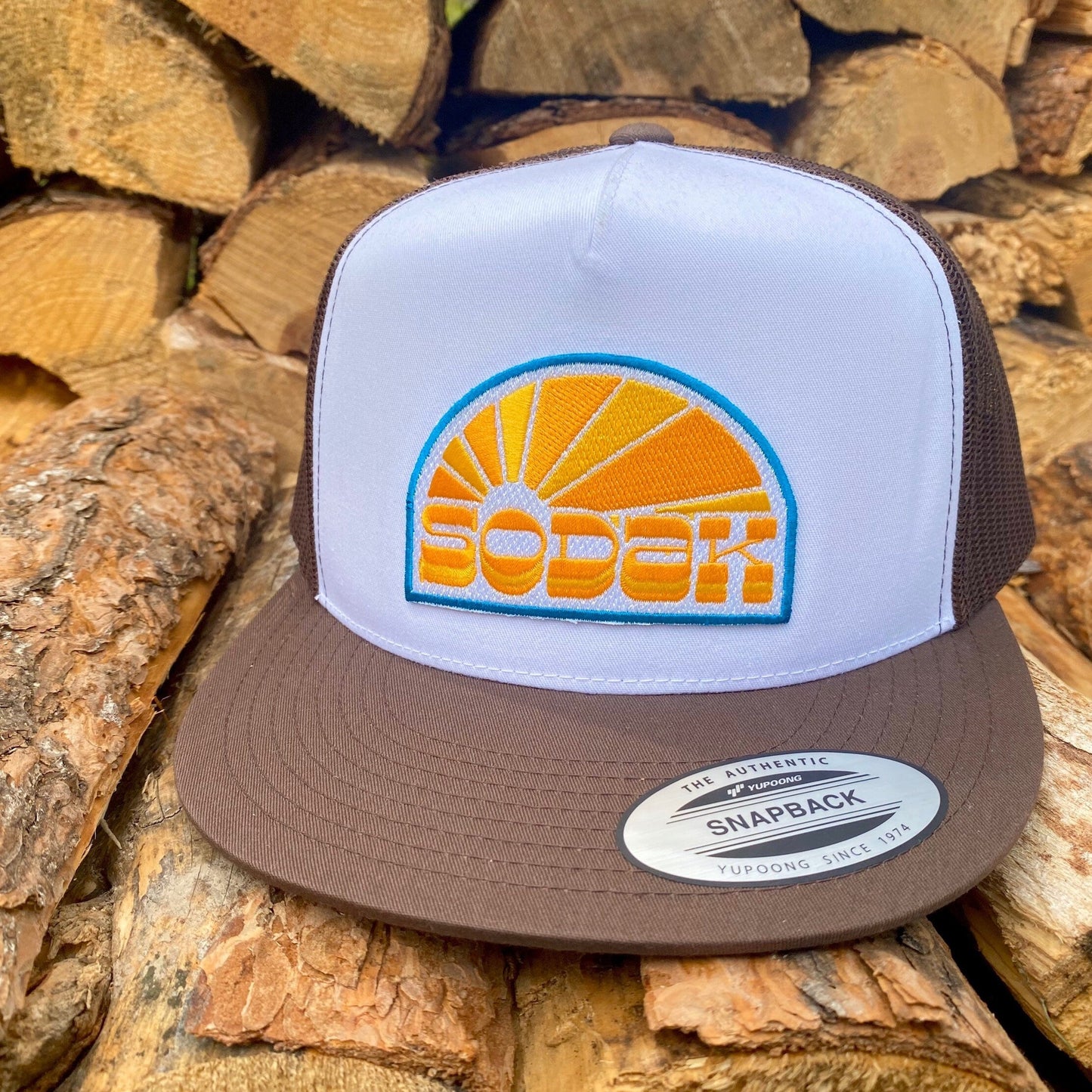 SoDak Sunbeams Flatbill Brown and White Snapback Hat