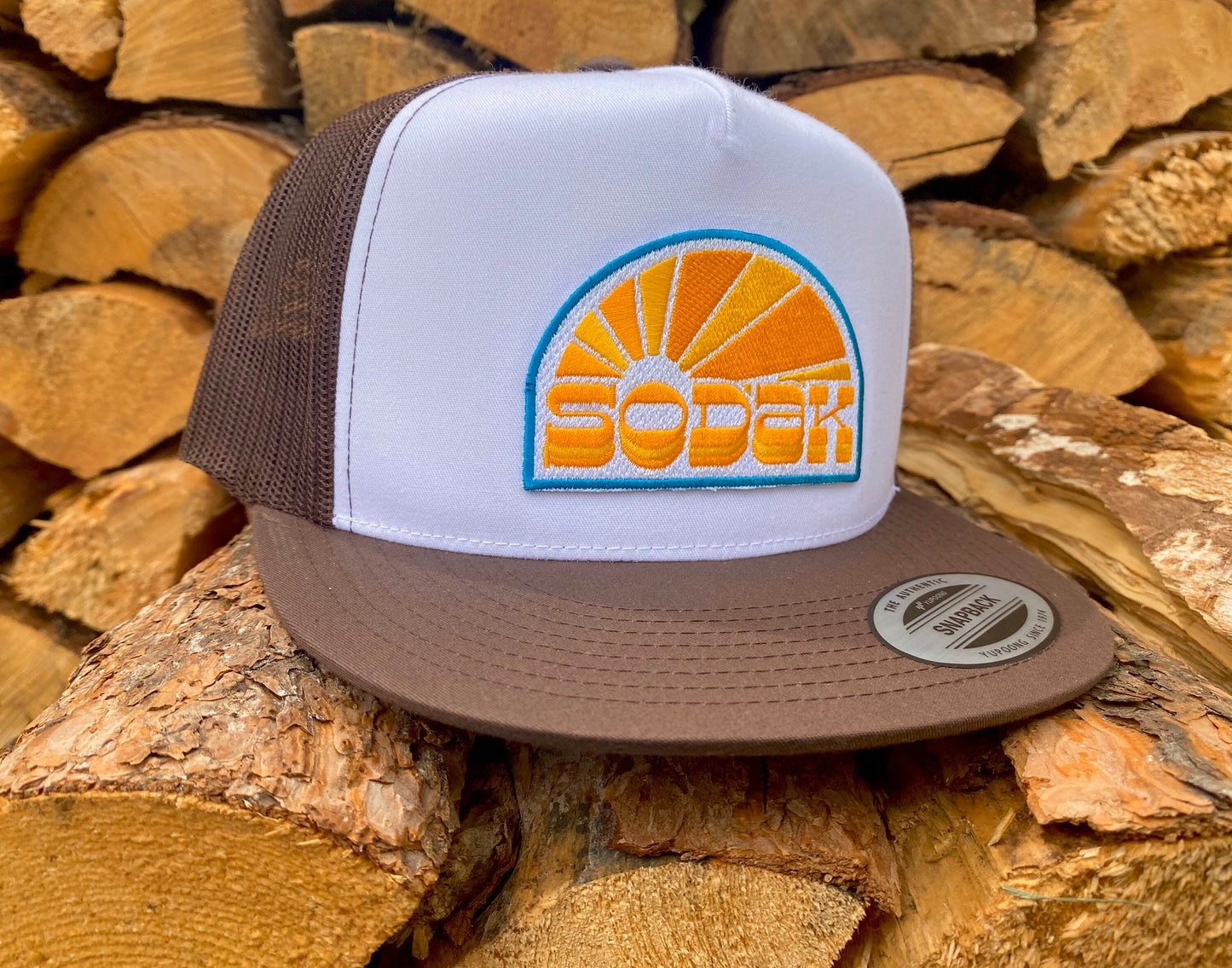 SoDak Sunbeams Flatbill Brown and White Snapback Hat