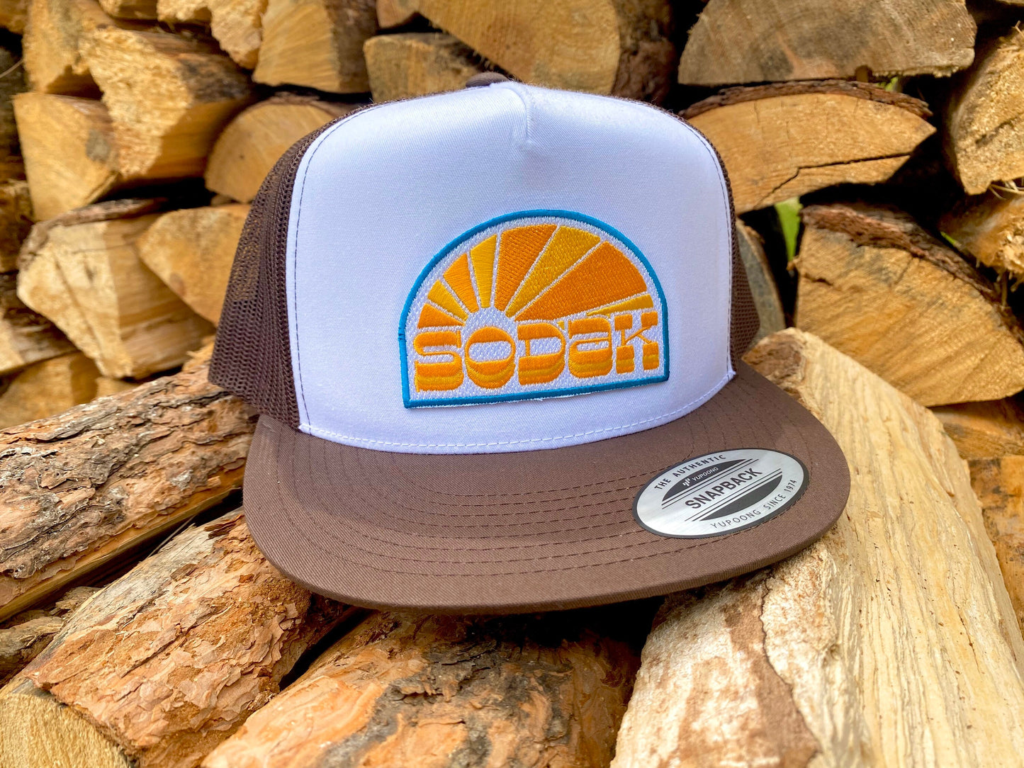 SoDak Sunbeams Flatbill Brown and White Snapback Hat