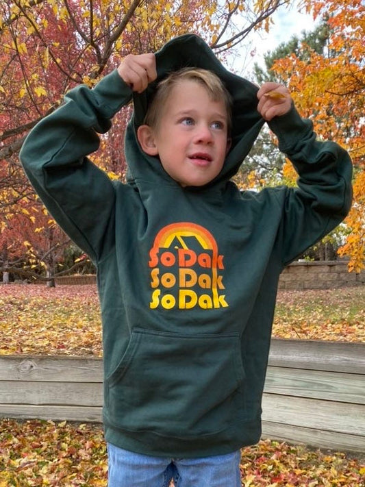 SoDak Retro Kid's Forest Green Hoodie