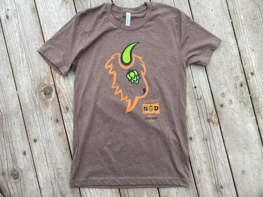 Hops and Horns South Dakota Craft Beer Week Brown Unisex T-Shirt