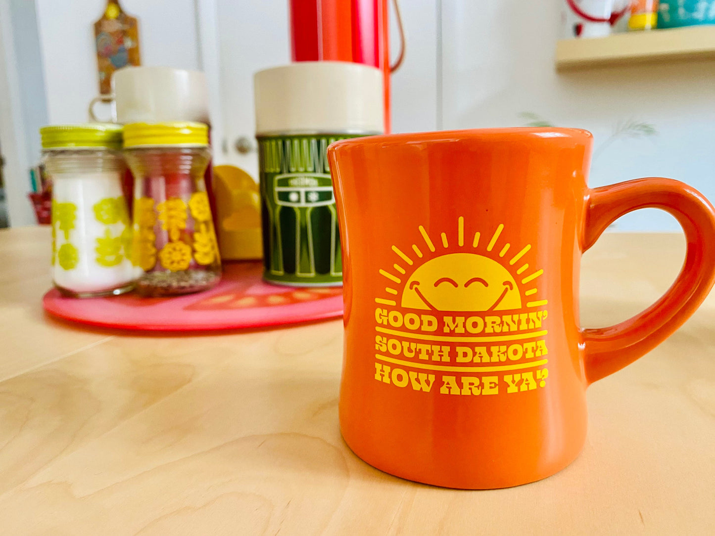 Good Mornin' South Dakota How are Ya? Retro Diner Coffee Mug Set