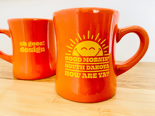 Good Mornin' South Dakota How are Ya? Retro Diner Coffee Mug Set