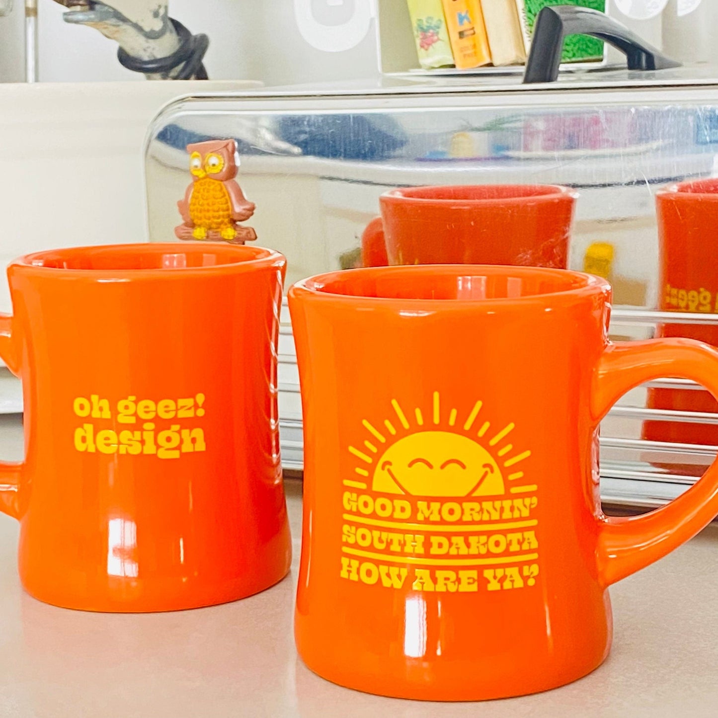 Good Mornin' South Dakota How are Ya? Retro Diner Coffee Mug Set