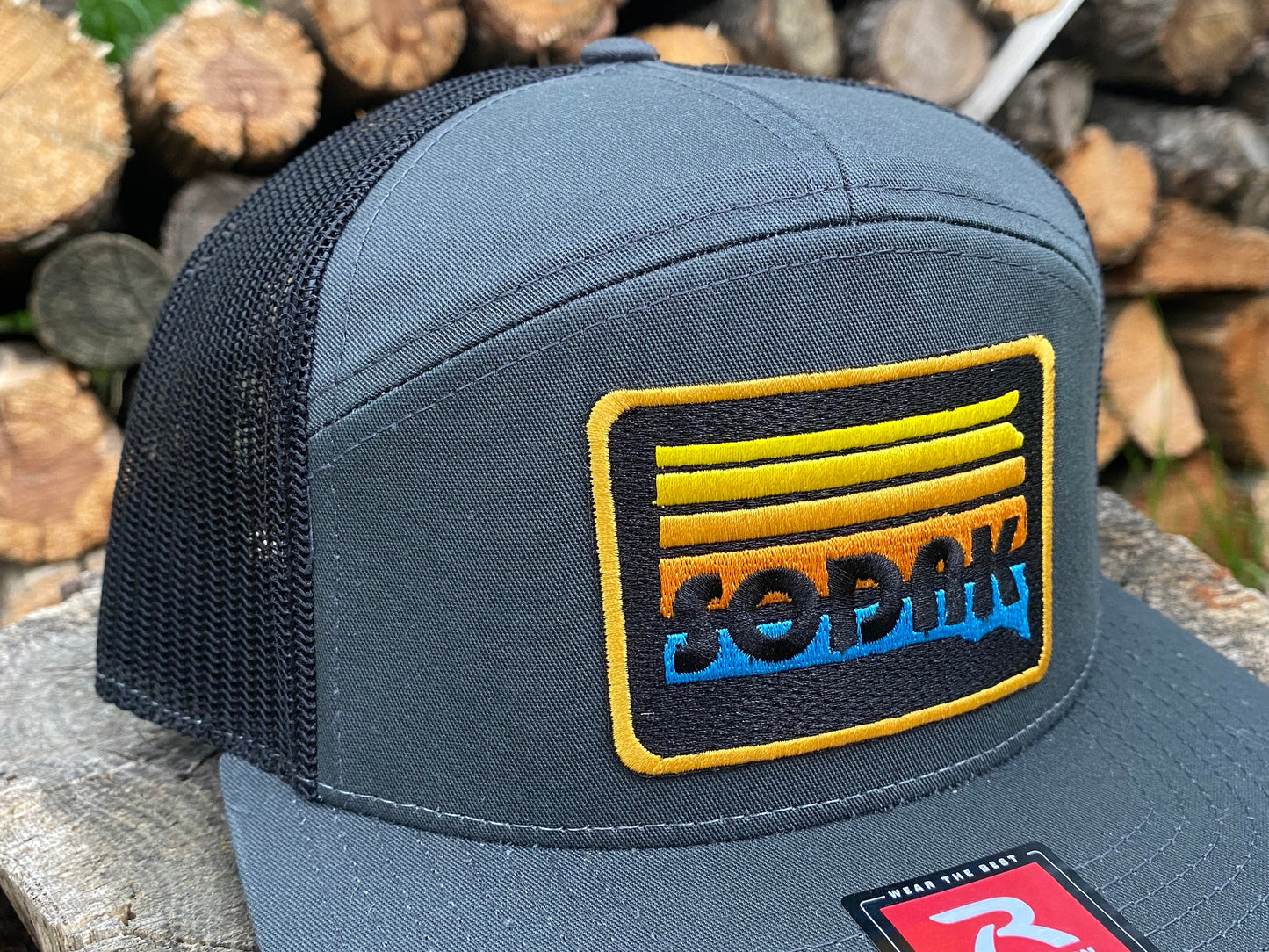 SoDak Sunset Charcoal and Black Flatbill Seven-Panel Cap