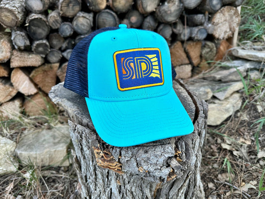 SD Sunny Caribbean Blue and Navy Trucker Snapback Hat