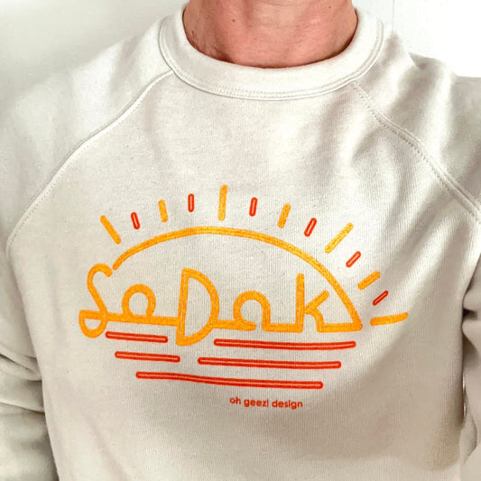 SoDak Neon Sun Crew Unisex Sweatshirt by Oh Geez! Design