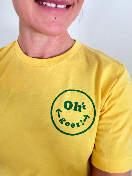 Oh Geez! Design Smiley Yellow Unisex T-shirt