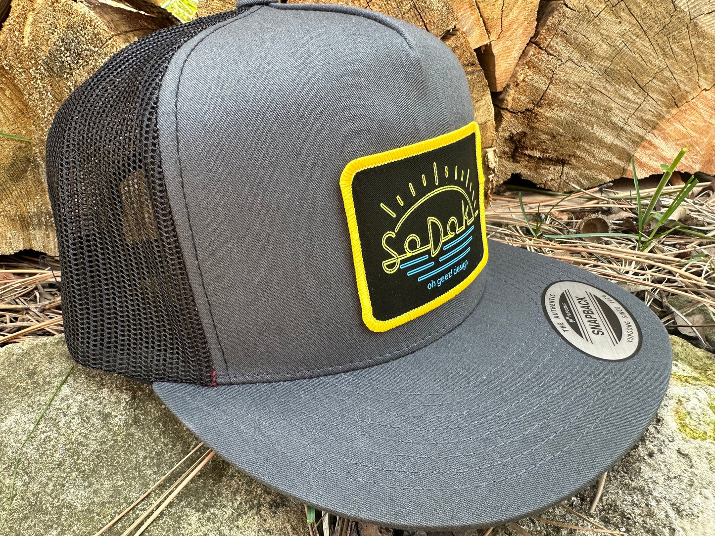 SoDak Neon Sun Flatbill Snapback Hat