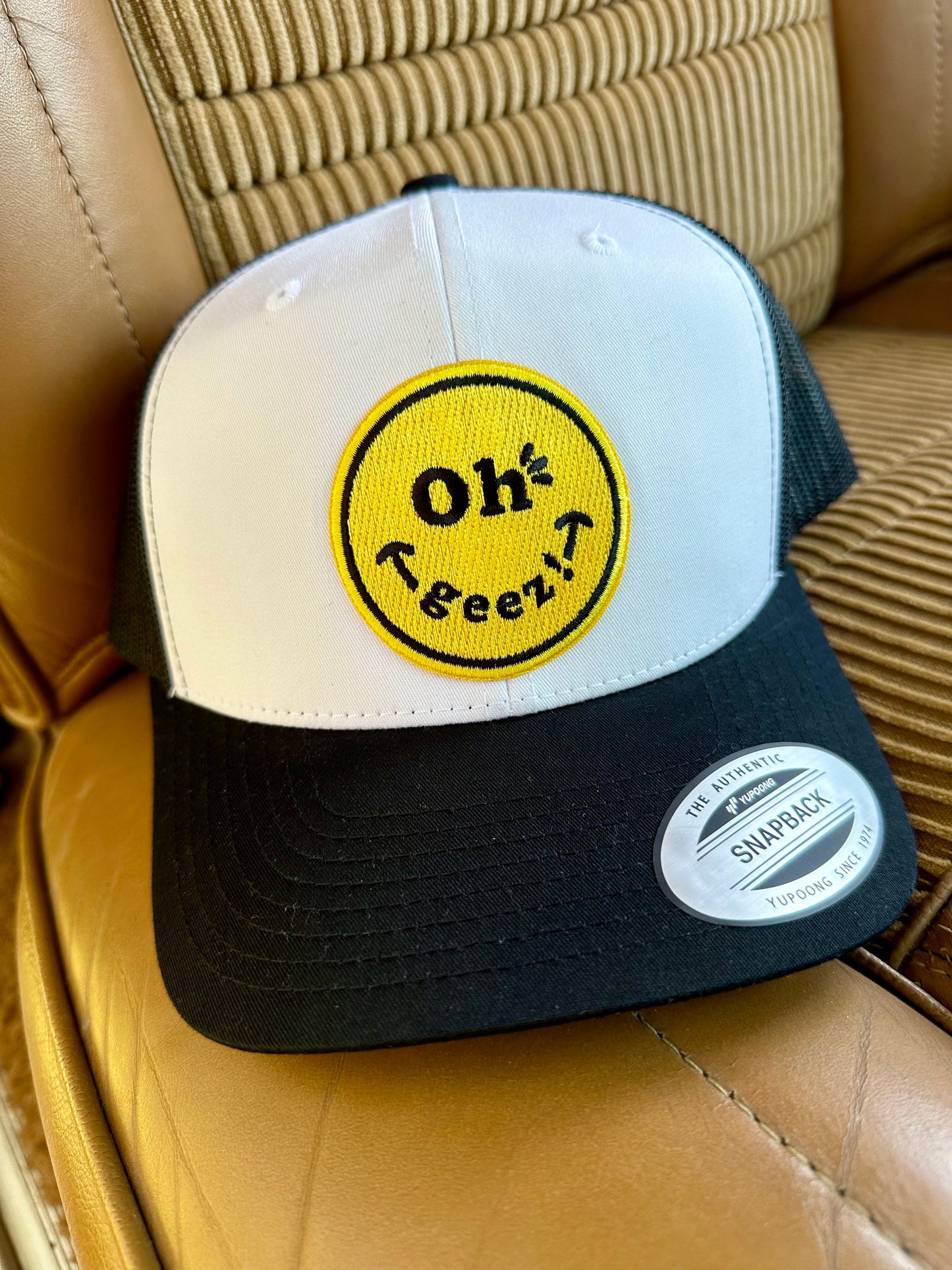Oh Geez! Design Smiley Trucker Snapback Cap