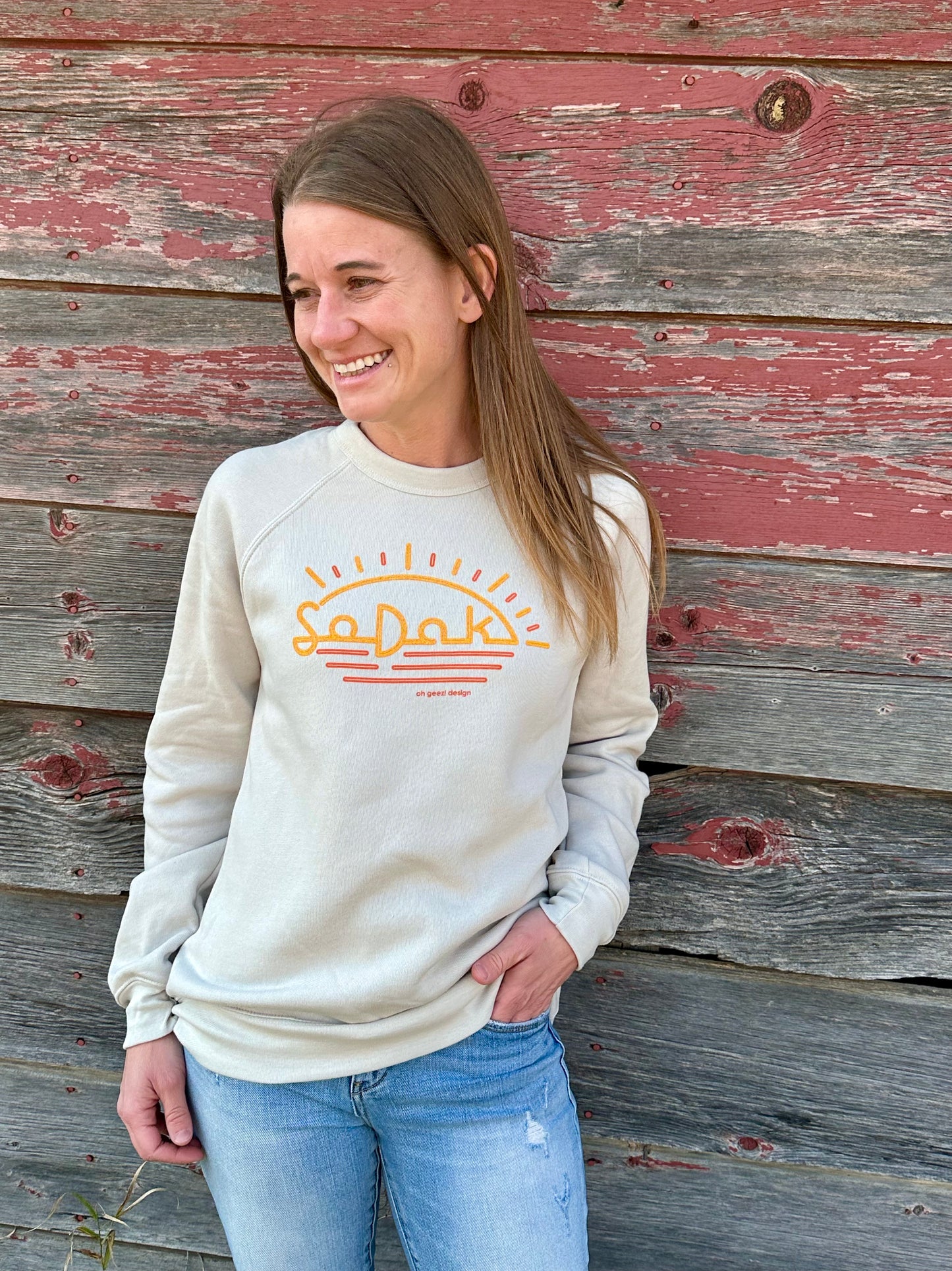 SoDak Neon Sun Crew Unisex Sweatshirt by Oh Geez! Design
