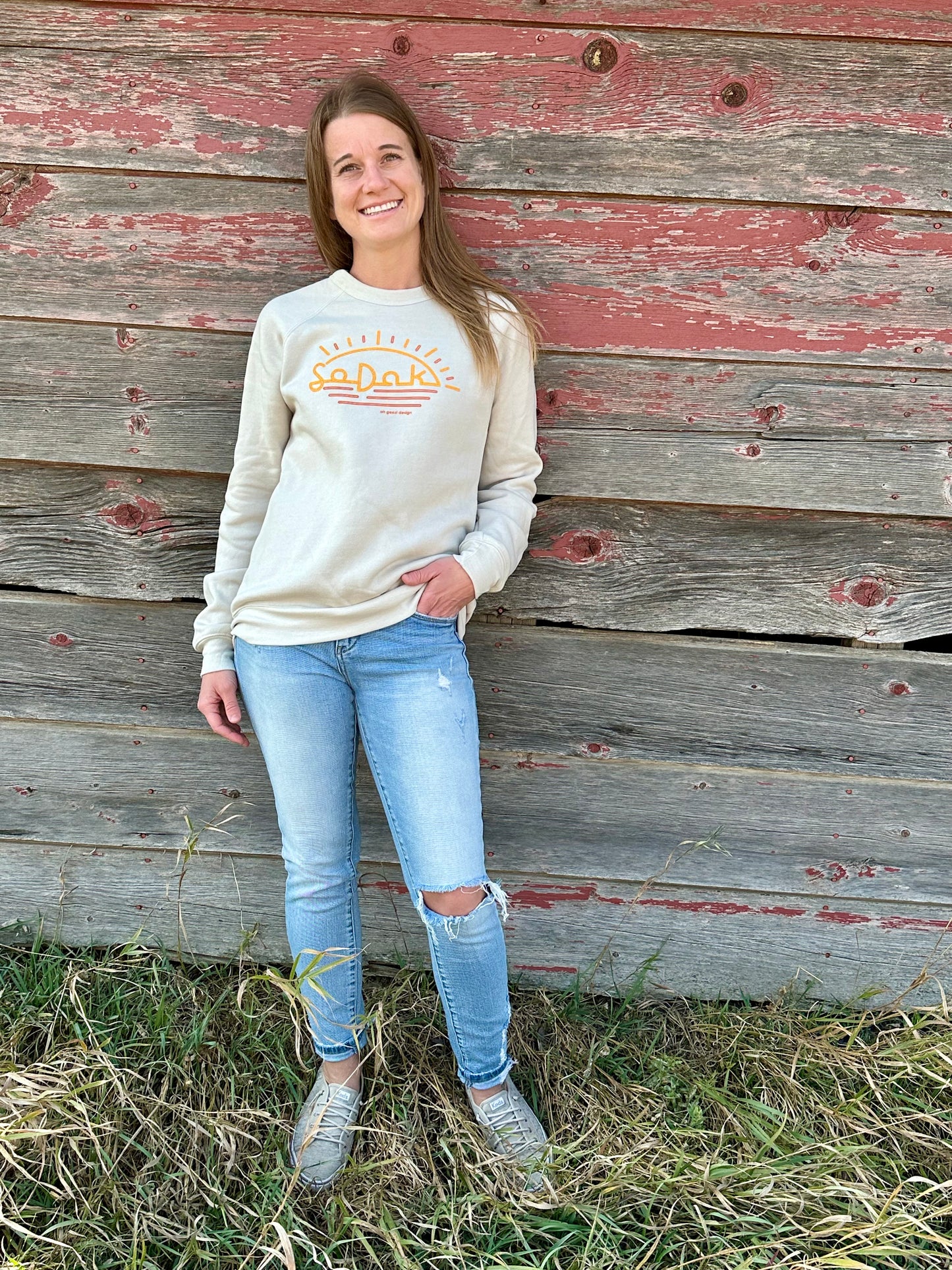 SoDak Neon Sun Crew Unisex Sweatshirt by Oh Geez! Design