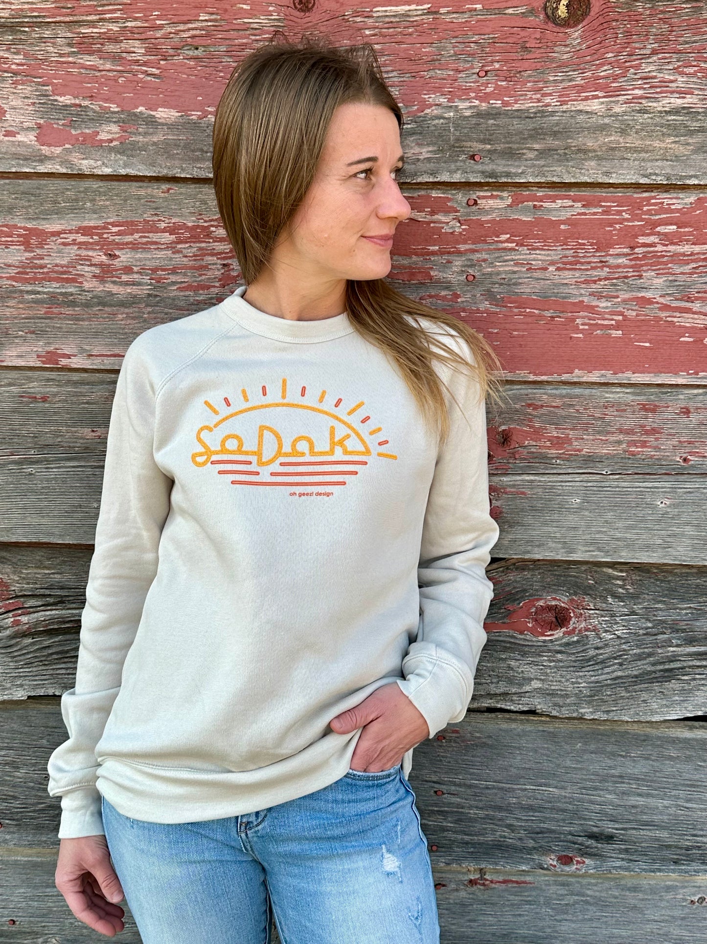 SoDak Neon Sun Crew Unisex Sweatshirt by Oh Geez! Design