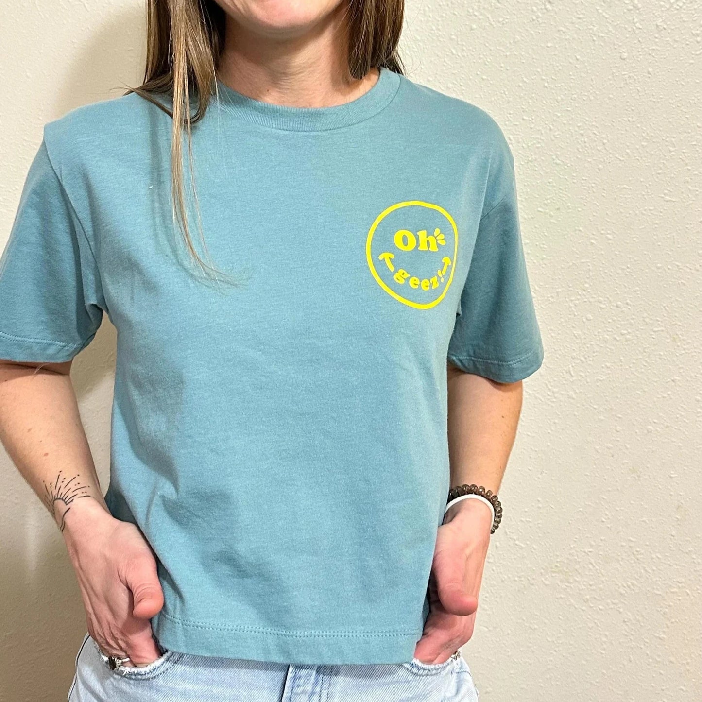 Oh Geez! Design Smiley Women's Boxy Fit T-shirt