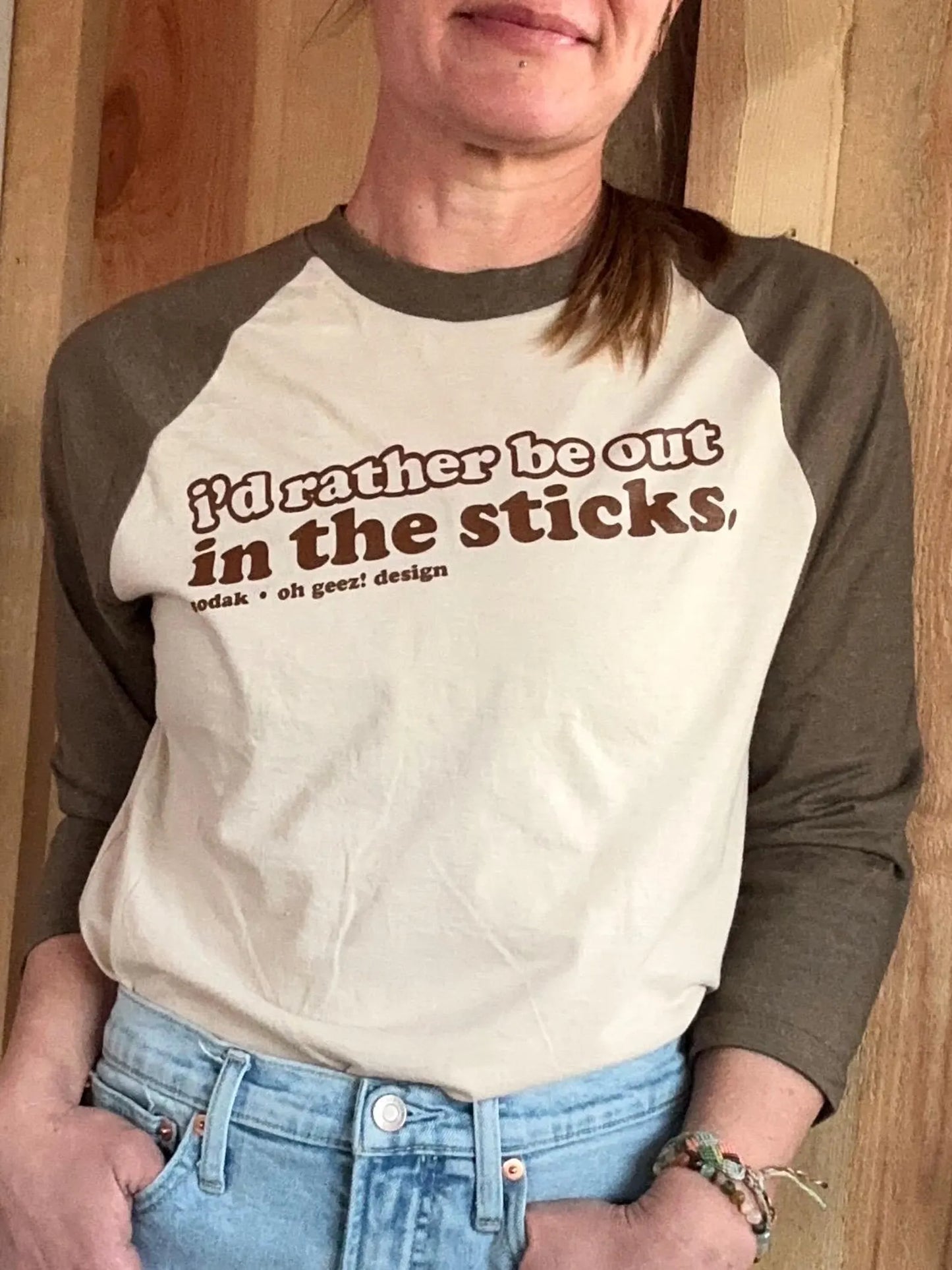 I'd Rather Be Out in the Sticks Unisex Retro Baseball Tee