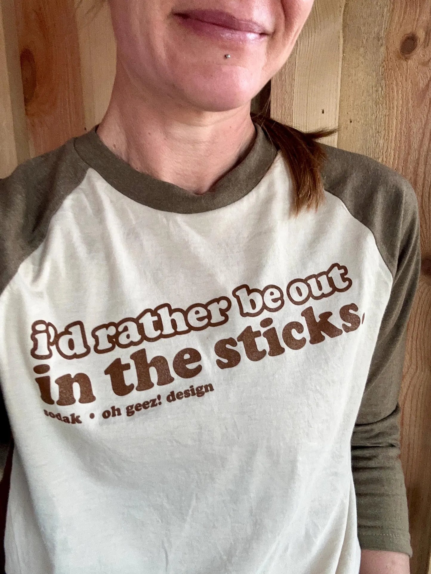 I'd Rather Be Out in the Sticks Unisex Retro Baseball Tee