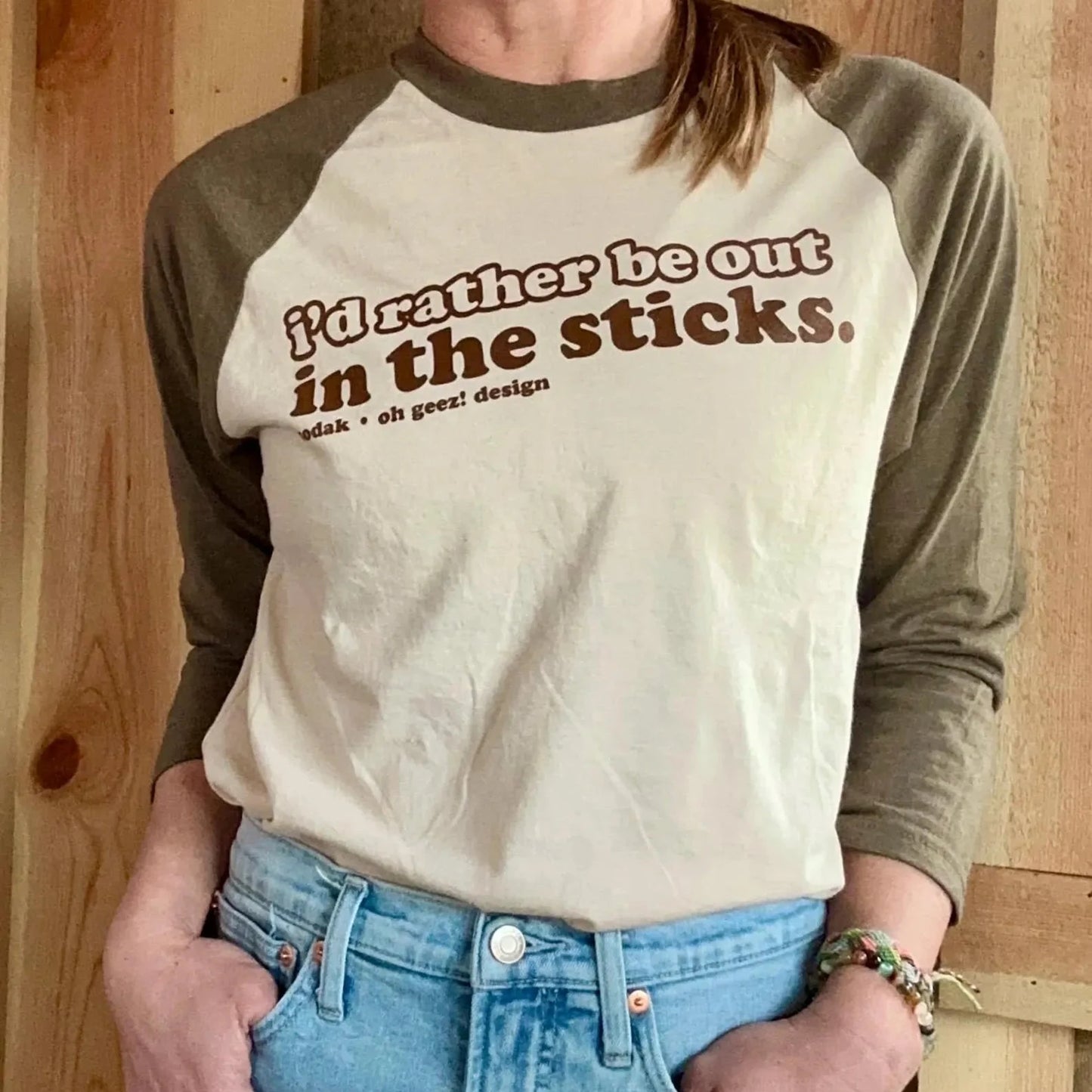 I'd Rather Be Out in the Sticks Unisex Retro Baseball Tee