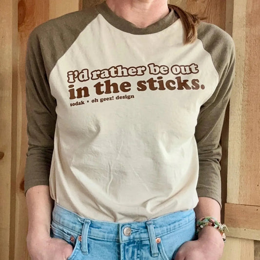 I'd Rather Be Out in the Sticks Unisex Retro Baseball Tee