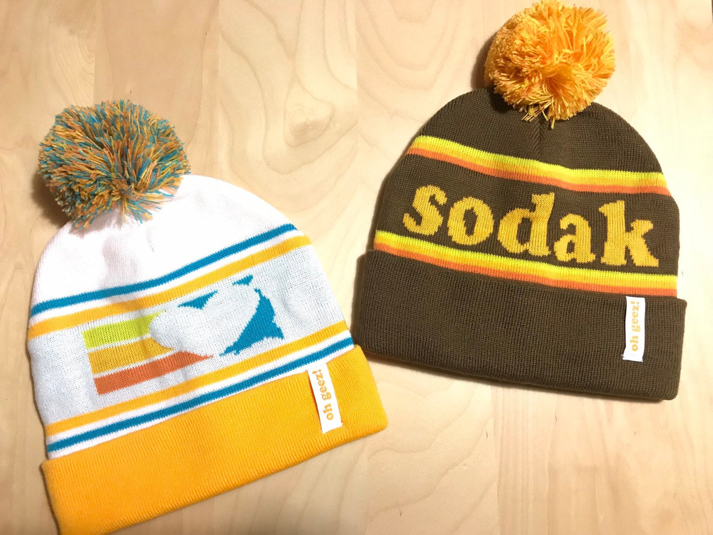 South Dakota Heart Retro Knit Pom Beanie by Oh Geez! Design